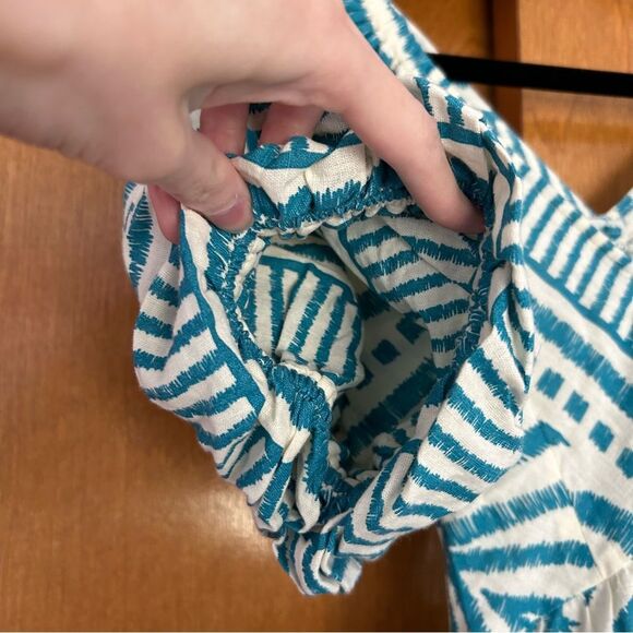 Omika Ila Mini Dress Puff Sleeves Pockets in Jolie Lagoon Size XS Vacation - Picture 5 of 15